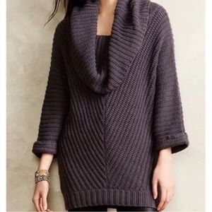 Anthropologie Moth Purple-Grey Oversize Cowl Neck Dolman Sweater Size Small
